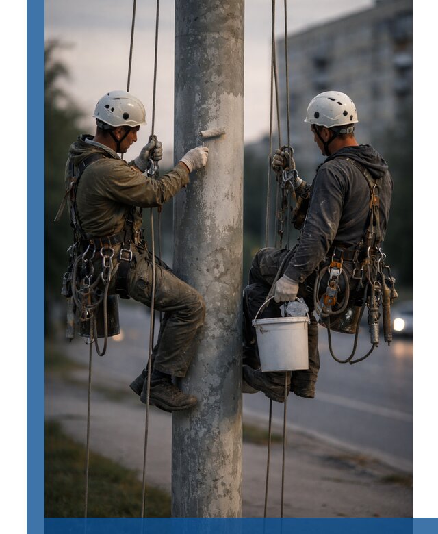 Покраска опор освещения и антикоррозийная защита в Нефтекамске