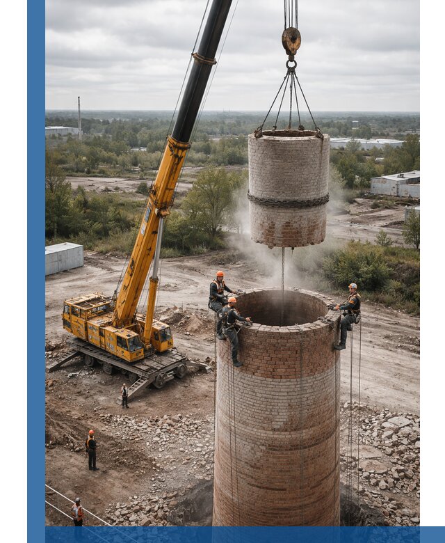 Демонтаж дымовой трубы в Нефтекамске с гарантиями безопасности