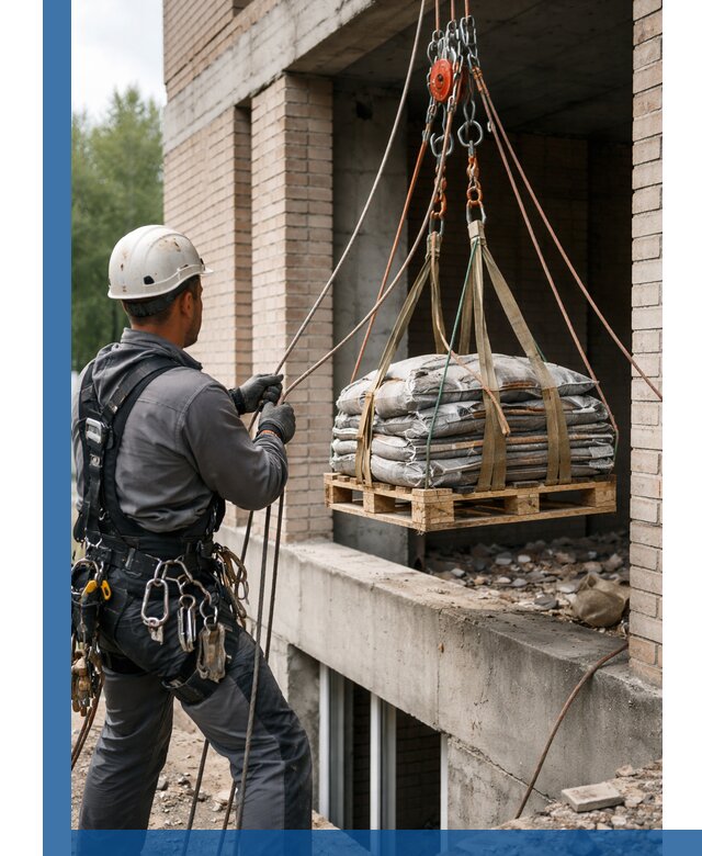 Подъем материалов на этаж веревками в Нефтекамске оперативно