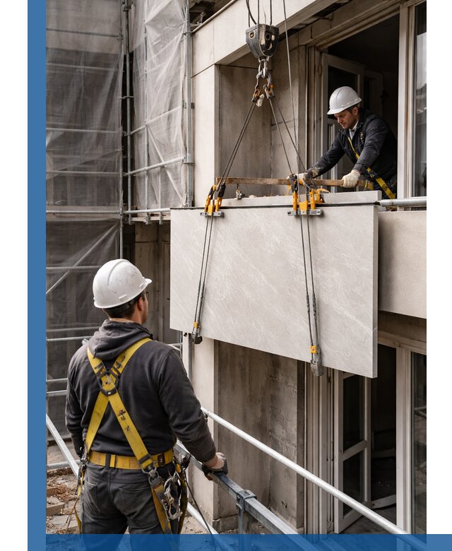 Подъем керамогранита на этаж в Нефтекамске грузчиками и техникой