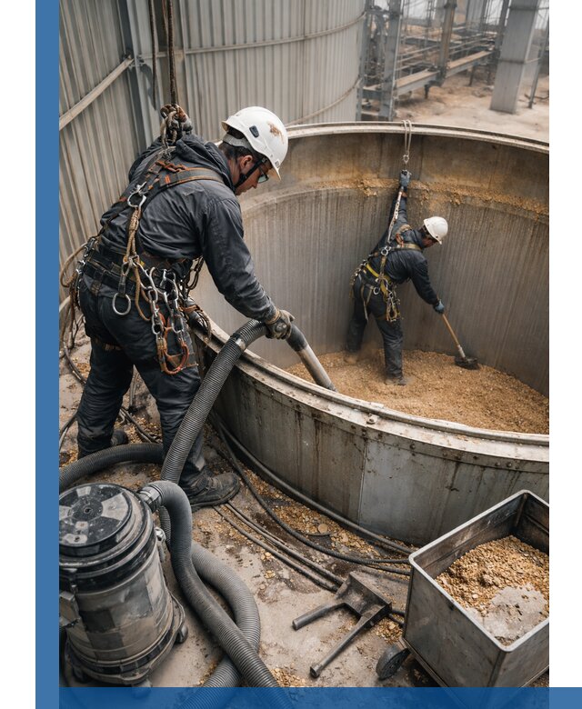 Профессиональная чистка зерновых бункеров в Нефтекамске с выездом