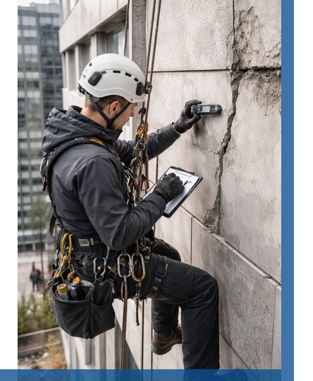 Обследование фасада альпинистами в Нефтекамске от 123 р. | ВЫСОТНИК-Нтк