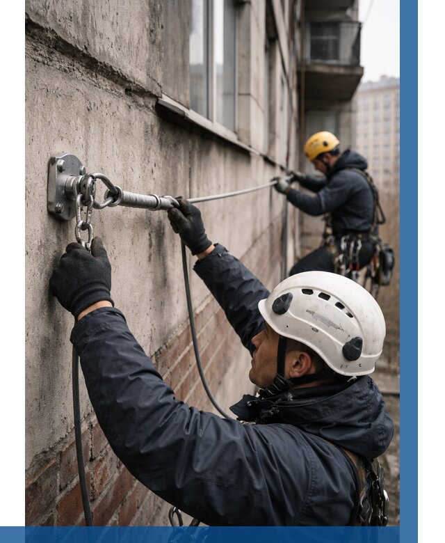 Монтаж анкерных линий в Нефтекамске от 3080 р. | ВЫСОТНИК-Нтк