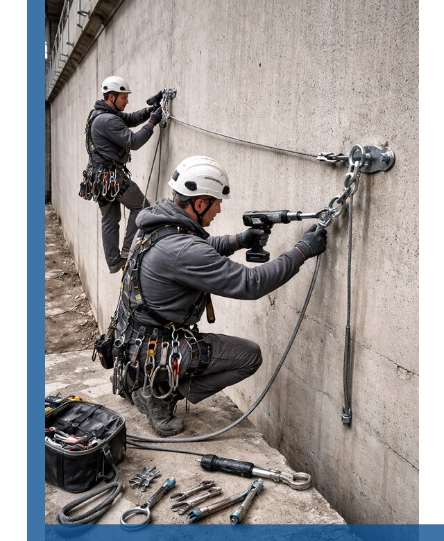 Монтаж анкерных линий высотной безопасности в Нефтекамске