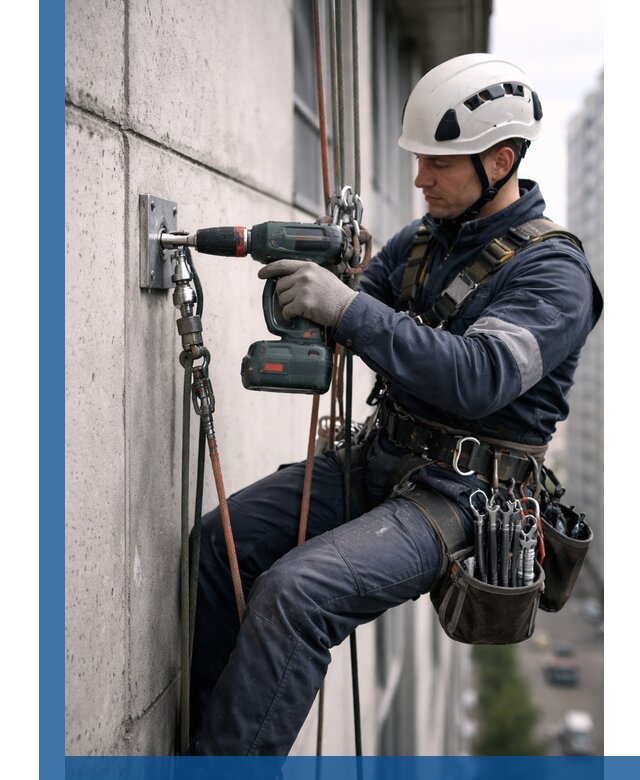 Установка анкерных точек для высотных работ в Нефтекамске