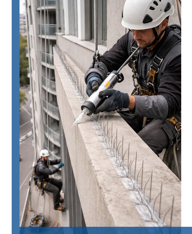 Установка шипов от птиц на фасадах и кровлях в Нефтекамске